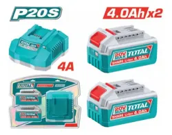 2 Baterias y Cargador 20V 4.0 Ah INDUSTRIAL TOTAL TFBCPK2013-4