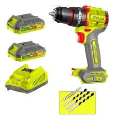 Taladro Percutor 2000rpm 20V BL 62Nm (MALETIN, CARGADOR, Y 2 BATERIAS) DYLLU DTCDP6281-4