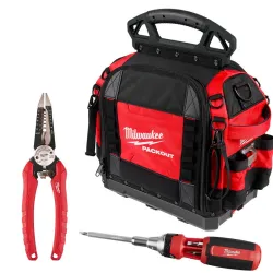Milwaukee Packout Bolso Estructurado Abierto 15 Pulg 48228316 + Destornillador Multipuntas 9 En 1 48222322 + Pinza 6 En 1 48223079