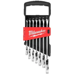 Milwaukee Set De Llaves Combinadas Crique Metricas Rachet Con Cabezal Flexible 7 Piezas En Mm