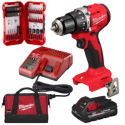 Milwaukee Taladro Percutor/Atornillador Compacto Sin Escobillas M18 De 1/2 Pulgada (3602-20) + Bateria M18 Cp3.0 (4811-1835) + Cargador (4819-59A) + J
