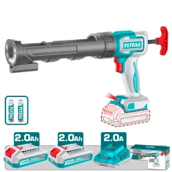 Aplicador de Silicona 20V 300ml INDUSTRIAL TOTAL TCGLI20021-4 (CARGADOR Y 2 BATERIAS)