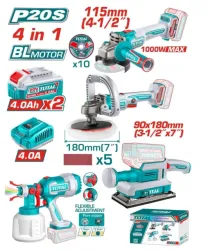 Kit Amoladora 20V 1000W + Pulidora 180Mm + Equipo Para Pintar + Lijadora Industrial Total