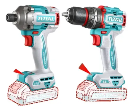 Kit Taladro Percutor + Atornillador de Impacto INDUSTRIAL TOTAL TCKLI20277-4