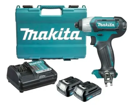 Makita Atornillador de Impacto 1/4" 12V 3500RPM + 2 Baterías, Cargador y Maleta