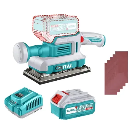 TOTAL Lijadora Orbital 20V BL (CARGADOR Y BATERIA 4Ah)