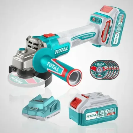 Amoladora Angular 20V BL 900W 115mm INDUSTRIAL TOTAL TAGLI261521-4 (CARGADOR, Y BATERIA 4Ah)
