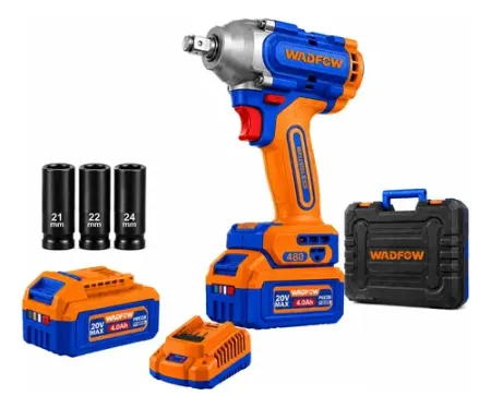 WADFOW Llave De Impacto Inalámbrica 20V 1/2'' 480Nm + Cargador + 2 Bat. 4.0Ah + Maleta