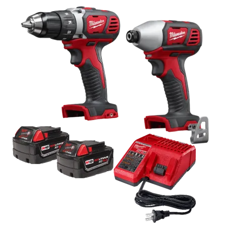 Milwaukee Combo Taladro Atornillador + Atornillador + 2 Baterias M18 + Cargador 481959A + Maletin Plastico