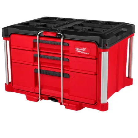 Milwaukee Packout Caja De Herramientas Xl Con 3 Cajones De Altura Multiple Y Barra De Seguridad