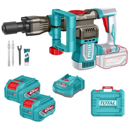 Martillo Demoledor 42V BL 18J INDUSTRIAL TOTAL TDBLI423582-4 (MALETIN, CARGADOR, Y 2 BATERIAS 2.5Ah)