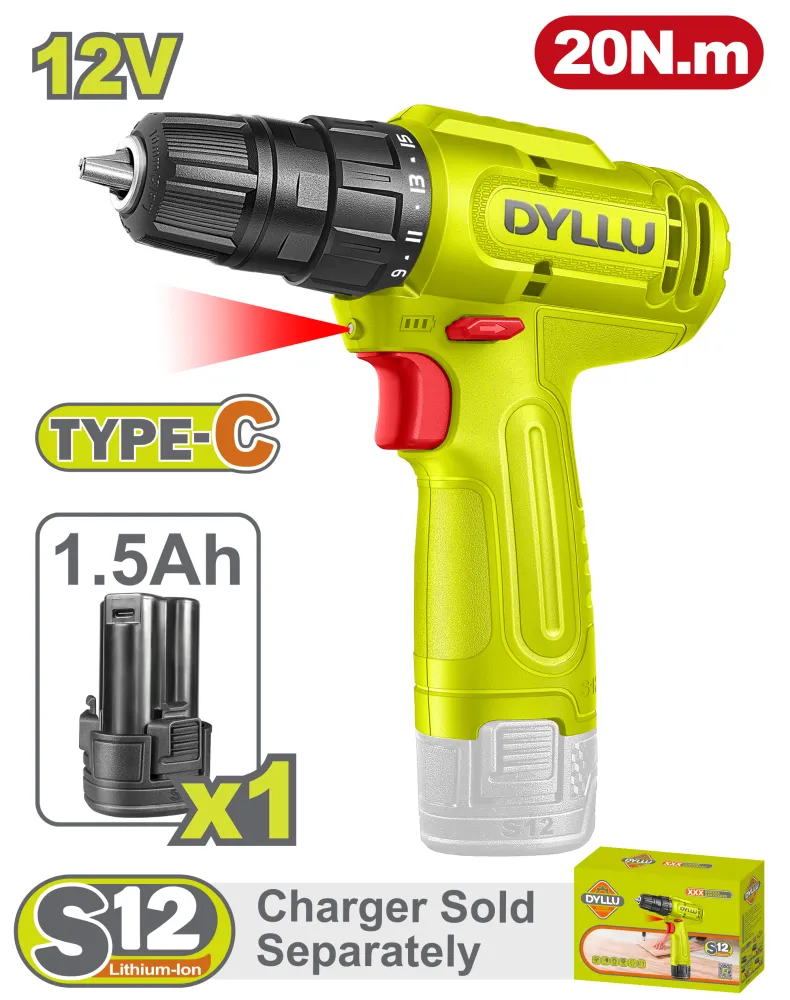 Taladro Inalambrico 750rpm 12v (BATERIA) DYLLU DTCDS518