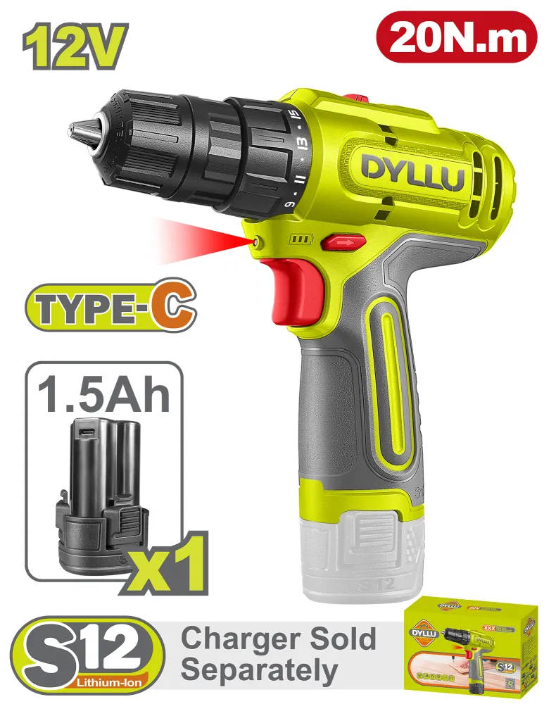 Taladro Inalambrico 1500rpm 12v (BATERIA) DYLLU DTCDS565