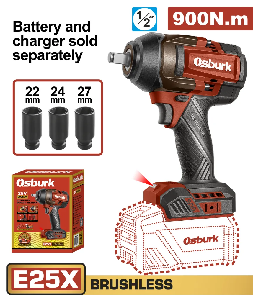 Llave de Impacto 25V BL 900Nm OSBURK KEWH259001