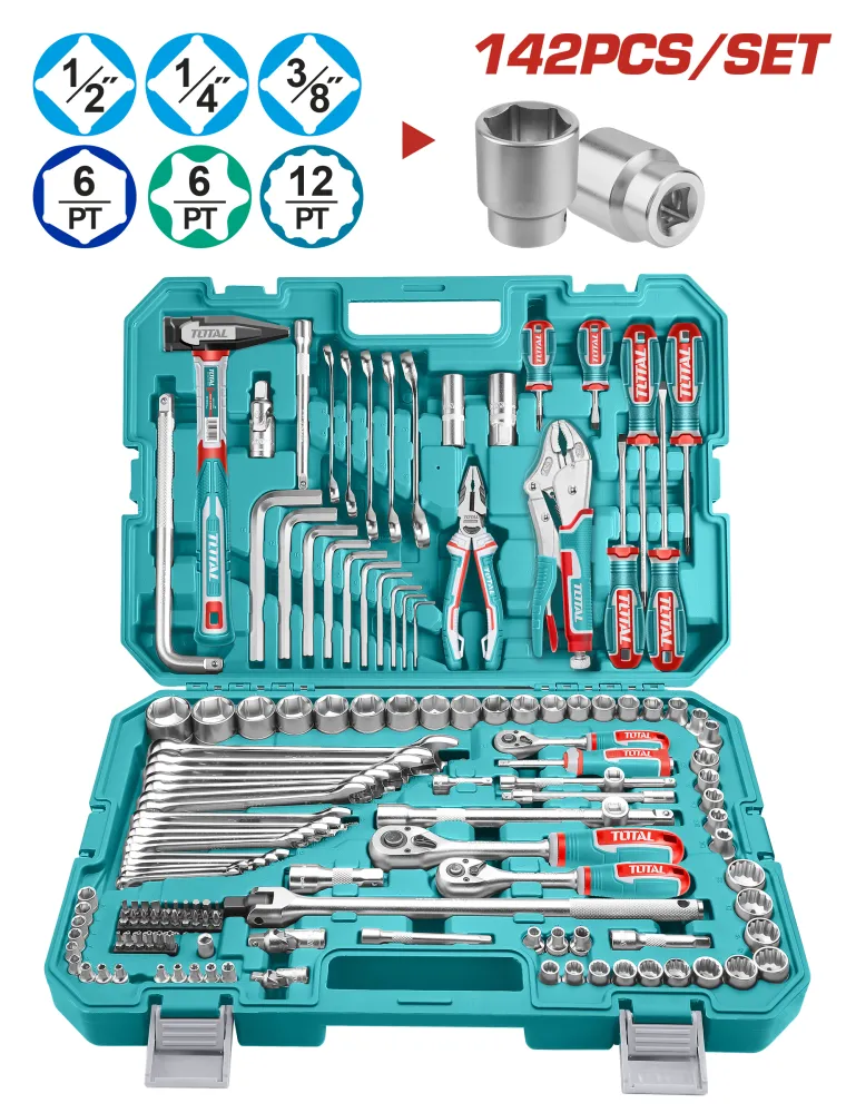 Caja de Herramientas de 142 Pcs INDUSTRIAL TOTAL THKTHP21426