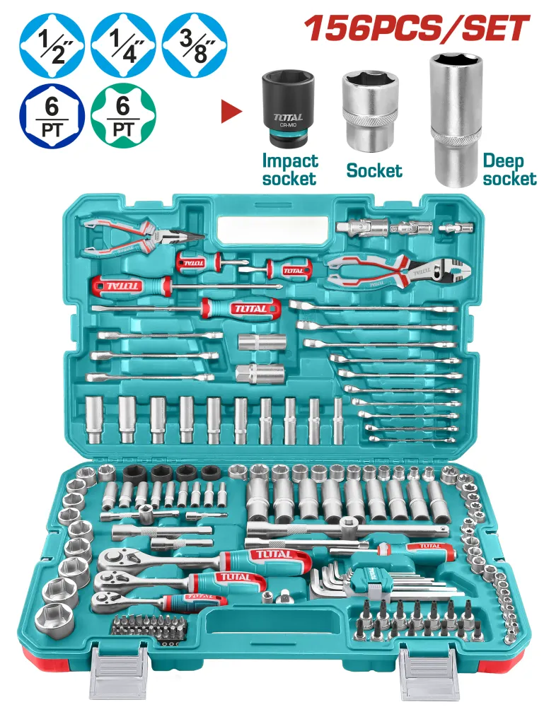 Caja de Herramientas de 156 Pcs INDUSTRIAL TOTAL THKTHP21566