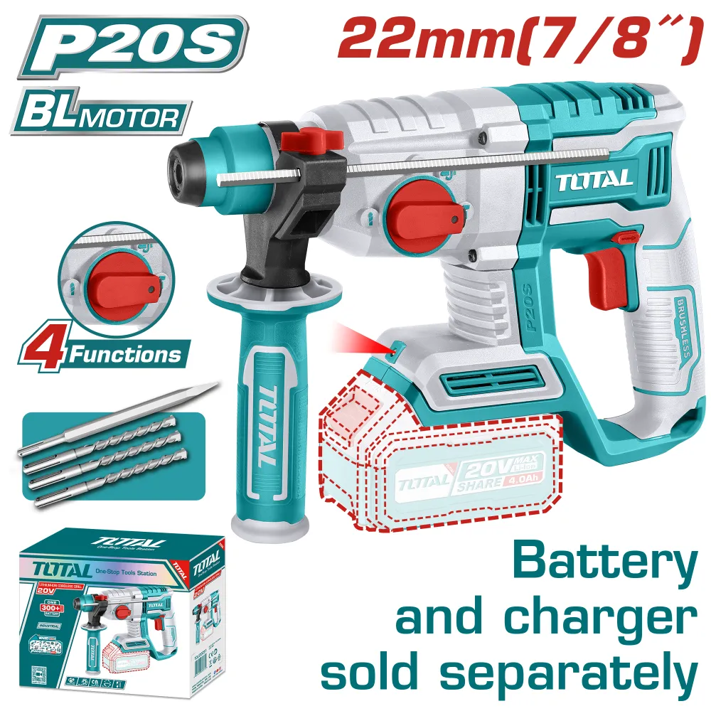 Rotomartillo SDS PLUS 20V BL 24mm INDUSTRIAL TOTAL TRHLI20248