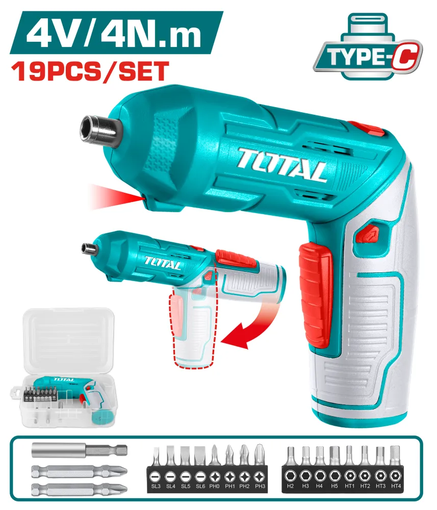 Atornillador 4V + 19 Accesorios TOTAL TSDLI0442