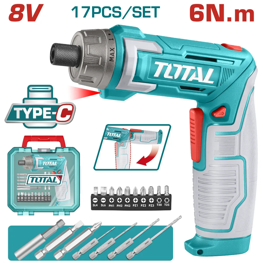 Atornillador8V + 17 AccesoriosINDUSTRIALTOTALTSDLI08025